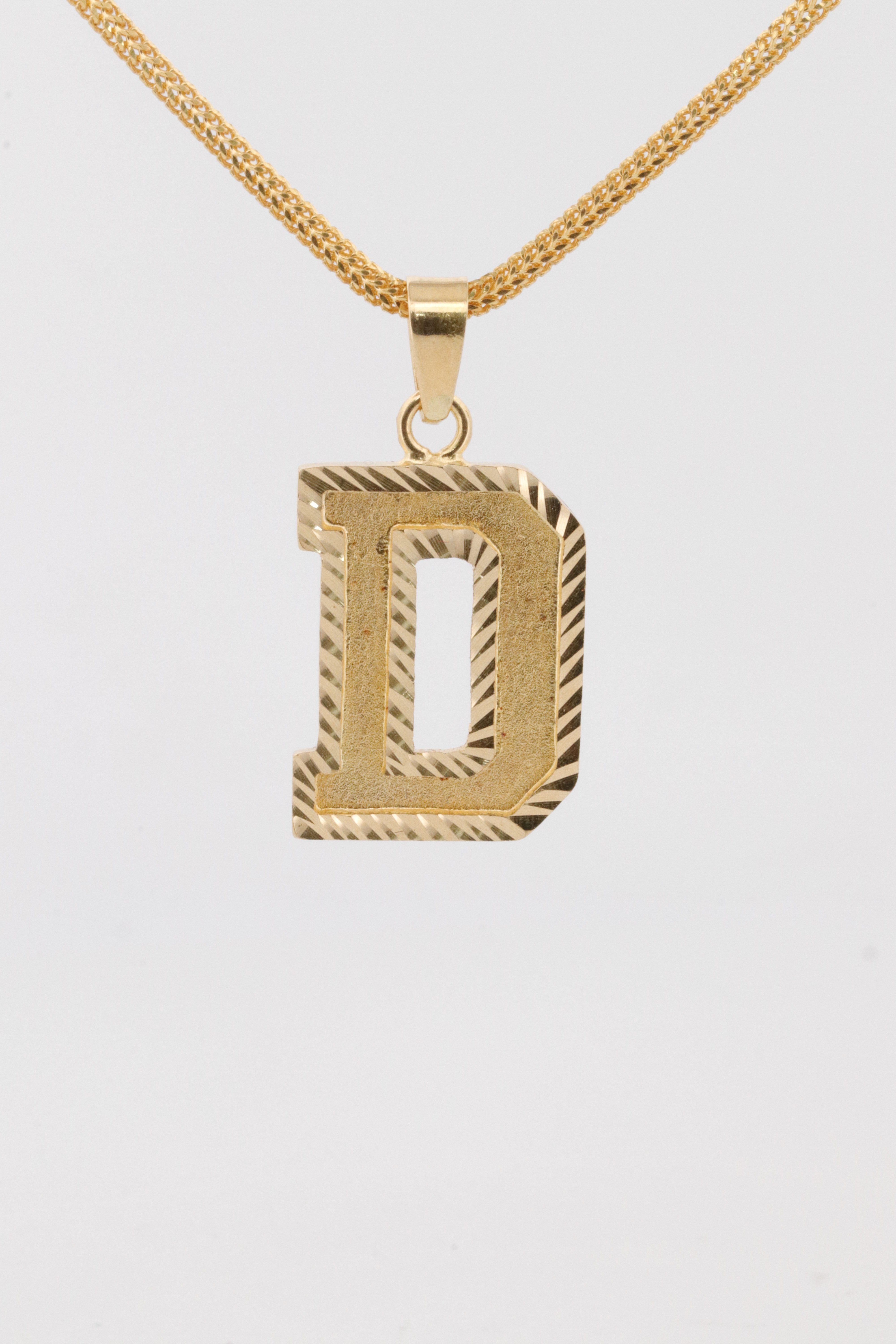 Gold Letter D Pendant Necklace – 2.75g Block Cut | Bigeasy Jewellers